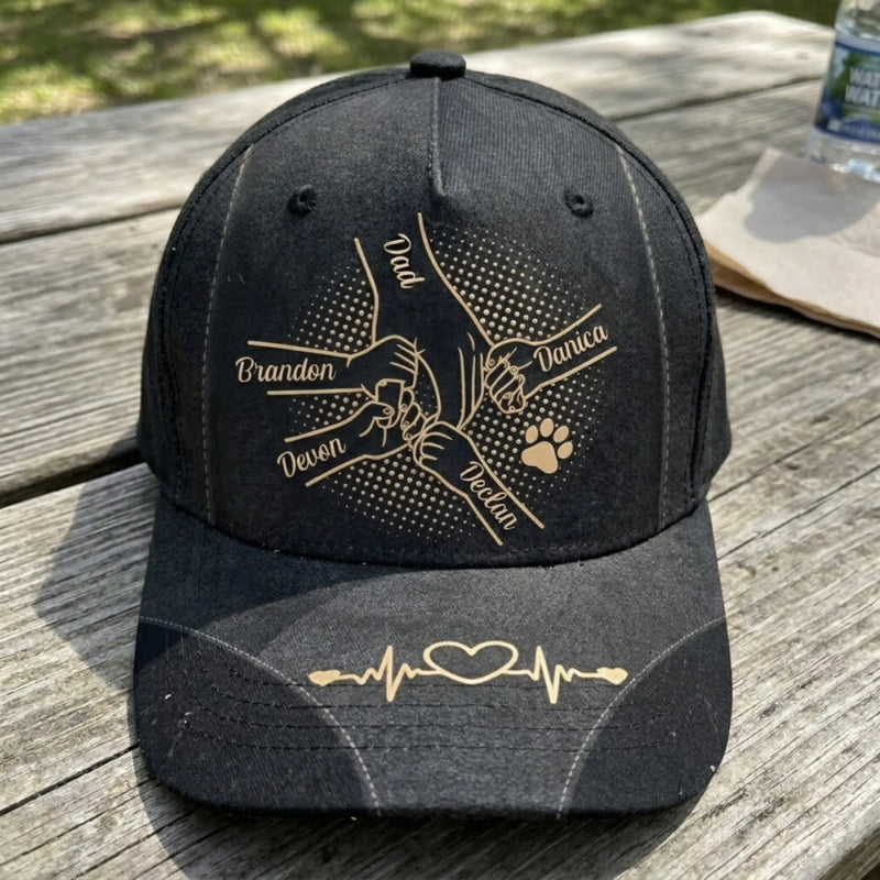Custom Hat, All Over Print Classic Cap - Personalized Father's Day Gifts For Dad, Grandpa - Papa’s Hand Holds The Whole Family