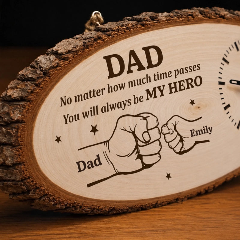 Custom Wooden Clock - Personalized Father's Day Birthday Gifts For Dad, Grandpa - Thankful For Dad Every Day