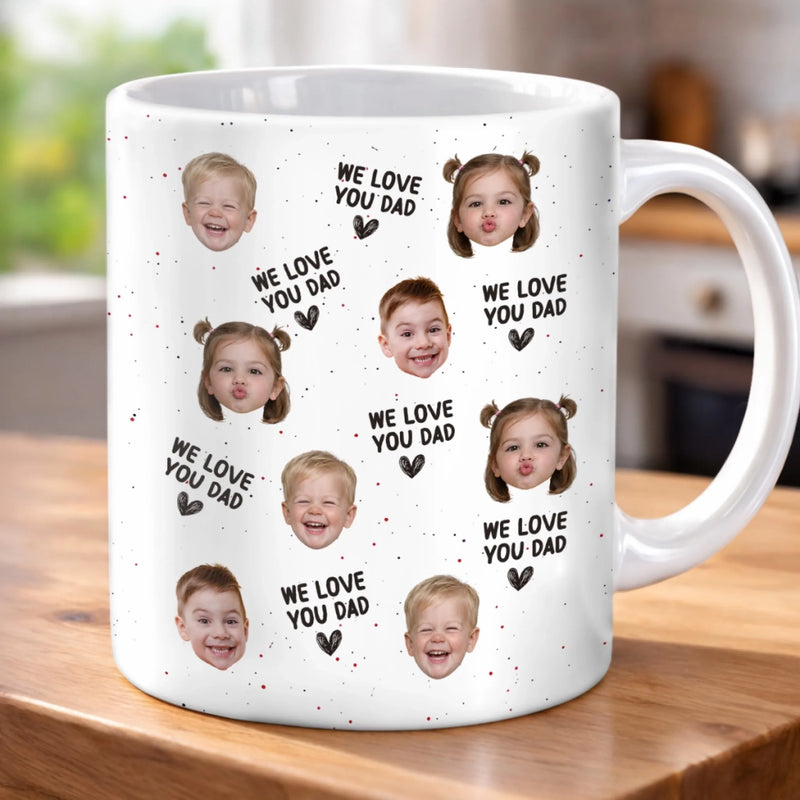 Custom Photo Mug - Personalized Father's Day, Baby Shower, Gender Reveal Gifts For New Dads, New Grandpas - Dad’s Favorite Faces Forever