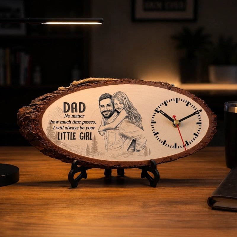 Custom Photo Wooden Clock - Personalized Father's Day Birthday Gifts For Dad, Grandpa - A Father’s Love Never Fades
