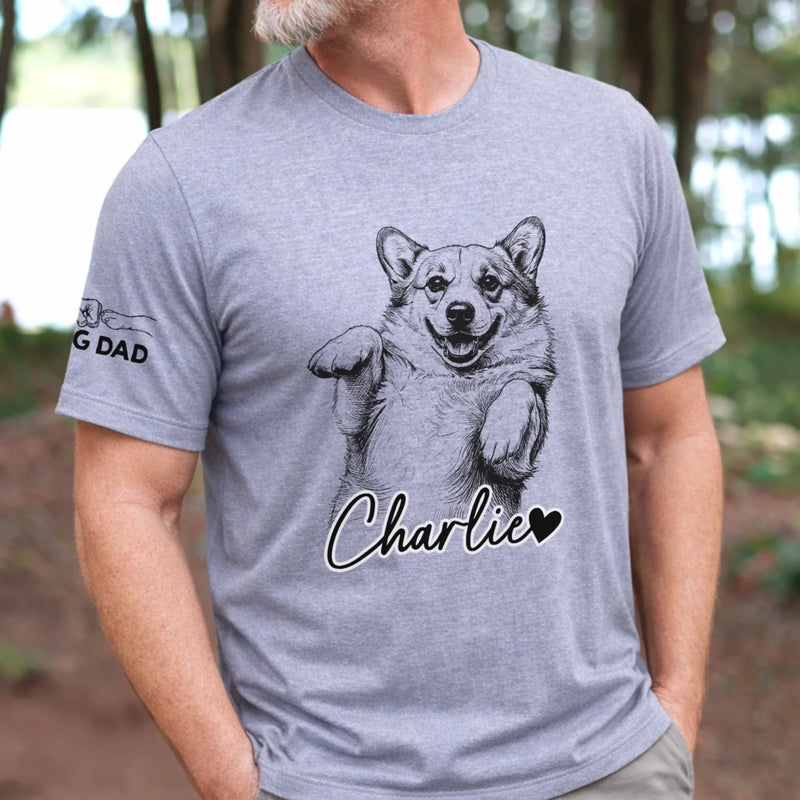 Custom Unisex T-Shirt With Design On Sleeve - Personalized Father's Day Gifts For Dog Cat Lovers, Dog Dad And Mom, Cat Owners - My Little Happiness