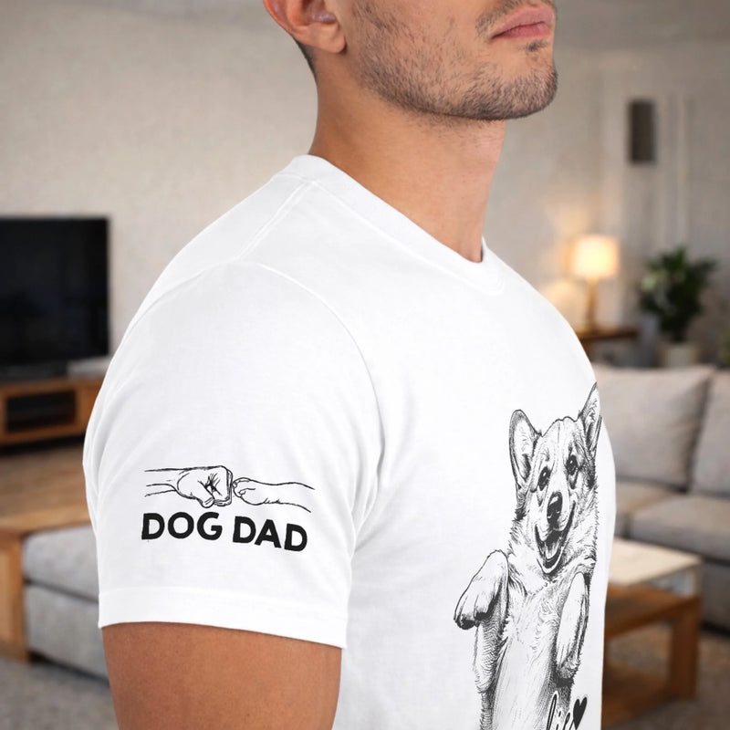 Custom Unisex T-Shirt With Design On Sleeve - Personalized Father's Day Gifts For Dog Cat Lovers, Dog Dad And Mom, Cat Owners - My Little Happiness