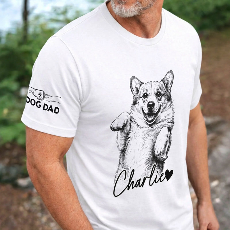 Custom Unisex T-Shirt With Design On Sleeve - Personalized Father's Day Gifts For Dog Cat Lovers, Dog Dad And Mom, Cat Owners - My Little Happiness