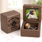 Custom Pet Photo Memorial Gifts for Dog Lovers - Personalized Wooden Pet Fur Keepsake Box