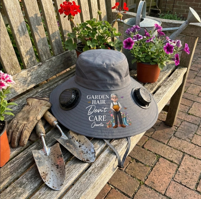 Custom Hat With Fans Solar Power - Personalized Garden Gifts For Gardeners - Garden Queen Vibes
