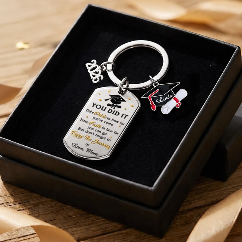 Custom Graduation Keychain - Personalized Graduation Gifts For Him, Her - Celebrate Your Journey