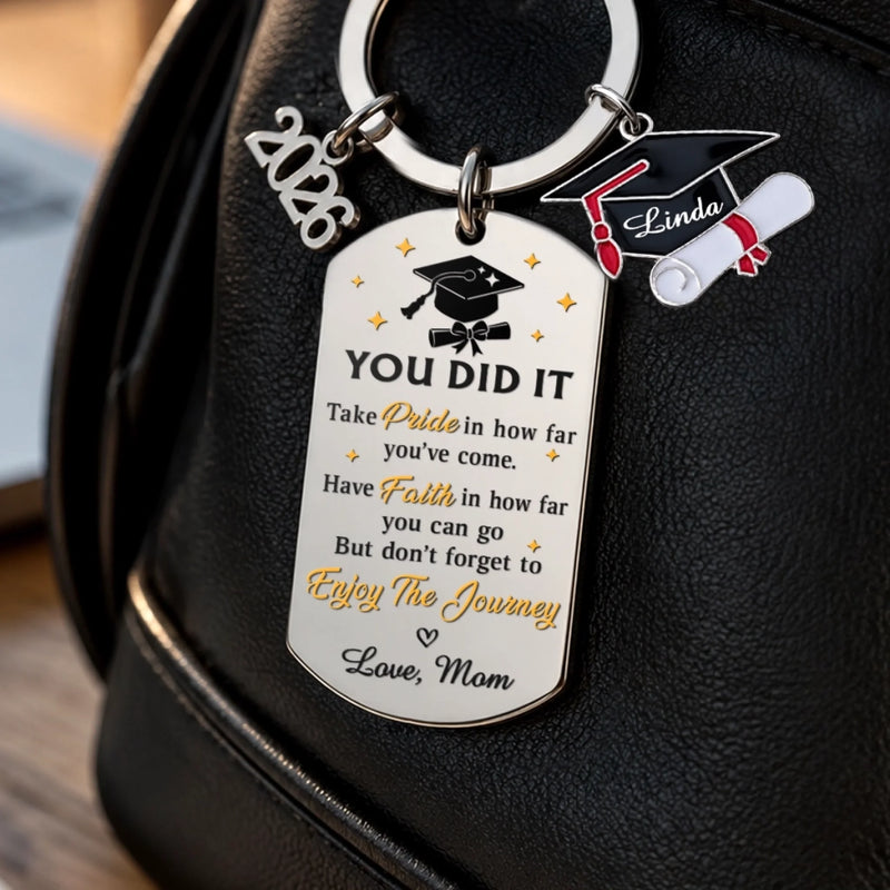 Custom Graduation Keychain - Personalized Graduation Gifts For Him, Her - Celebrate Your Journey