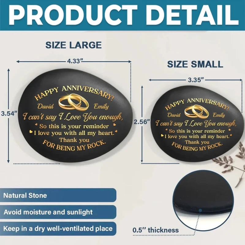 Custom Printed Rock - Personalized Anniversary Wedding Gifts For Husband And Wife, Him And Her - Our Love Blossoms Through Time
