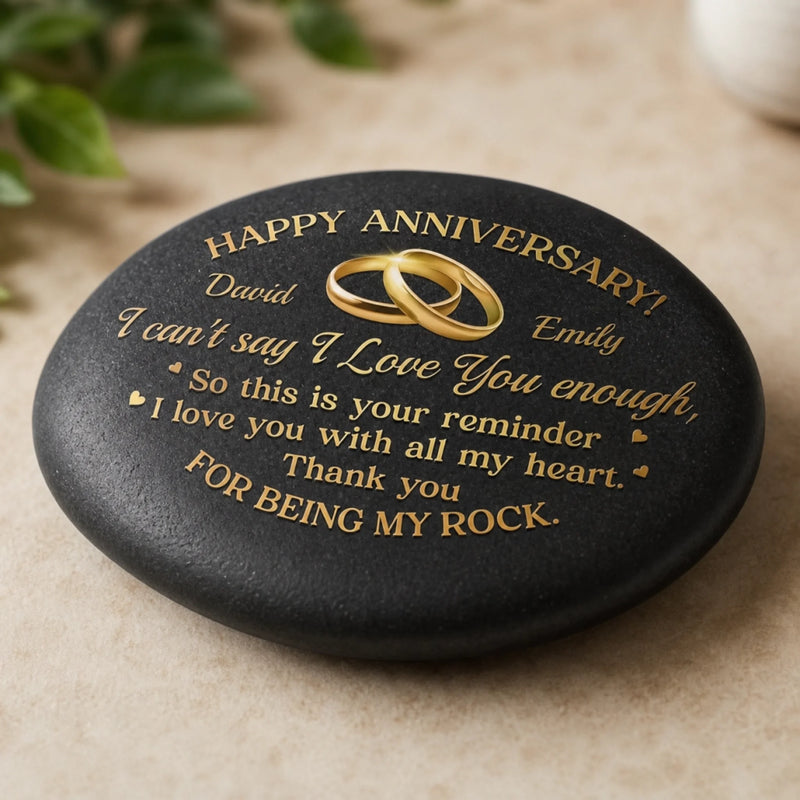 Custom Printed Rock - Personalized Anniversary Wedding Gifts For Husband And Wife, Him And Her - Our Love Blossoms Through Time