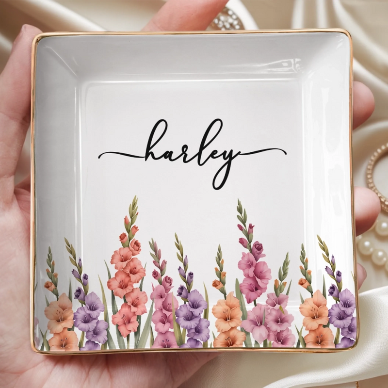 Custom Full-Print Jewelry Dish - Personalized  Best Friend Birthday Gifts For Women, Besties, Sisters, BFF - Chic Floral Keepsake