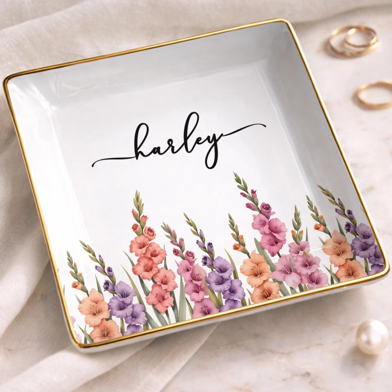 Custom Full-Print Jewelry Dish - Personalized  Best Friend Birthday Gifts For Women, Besties, Sisters, BFF - Chic Floral Keepsake