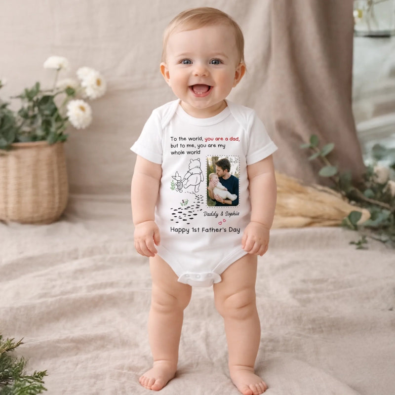 Custom Photo Baby Onesie - Personalized Baby Shower, Gender Reveal Gifts For New Dads, New Grandpas - Together We Make a Family
