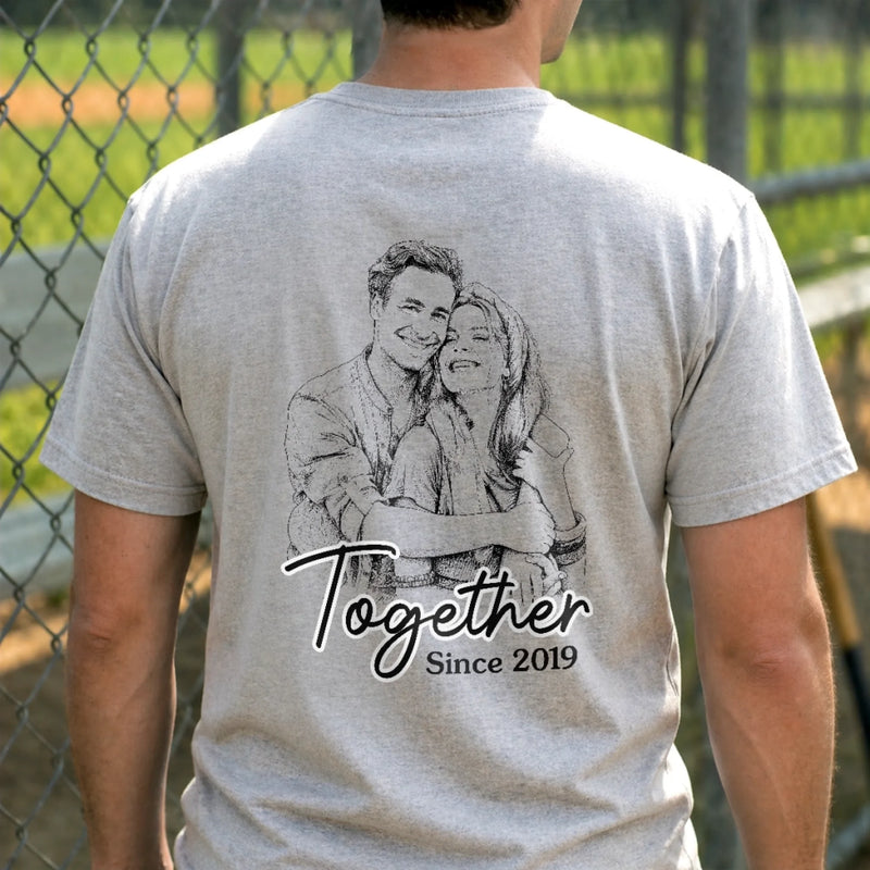 Custom Photo Unisex T-shirt - Personalized Anniversary Wedding Gifts For Husband And Wife, Him And Her - Love In Every Line