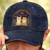 Custom Vintage Washed Denim Baseball Cap - Personalized Father's Day Gifts For Cat Lovers, Cat Mom And Dad - Living The Pawfect Life