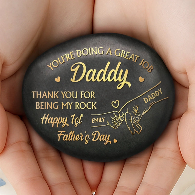 Custom Printed Rock - Personalized Father's Day, Baby Shower, Gender Reveal Gifts For New Moms, New Dads, New Parents - First Comes Love Baby