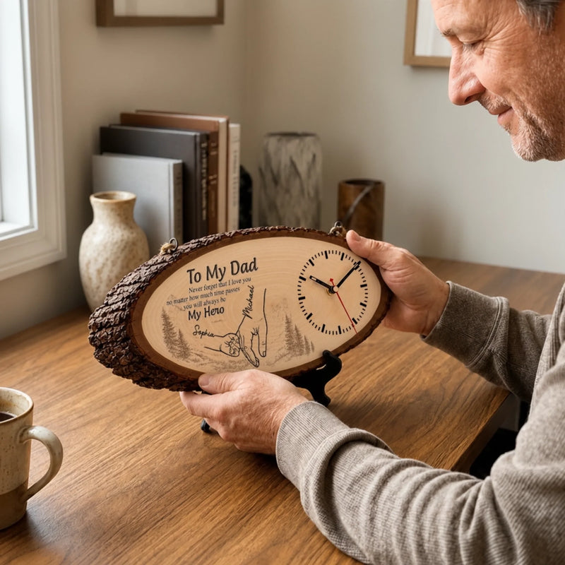 Custom Wooden Clock - Personalized Father's Day Birthday Gifts For Dad, Grandpa - Dad Always Knows The Way