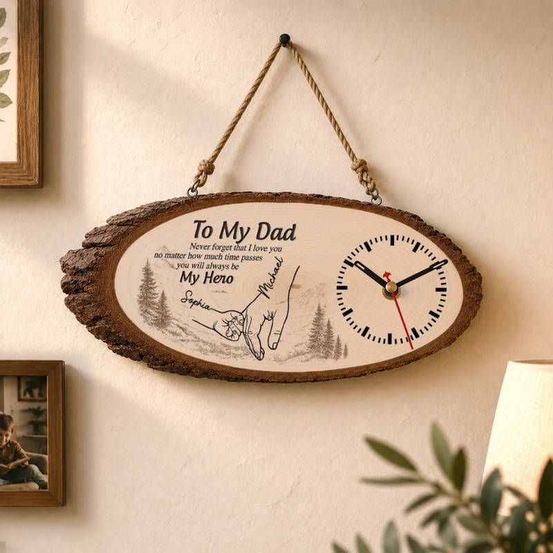 Custom Wooden Clock - Personalized Father's Day Birthday Gifts For Dad, Grandpa - Dad Always Knows The Way