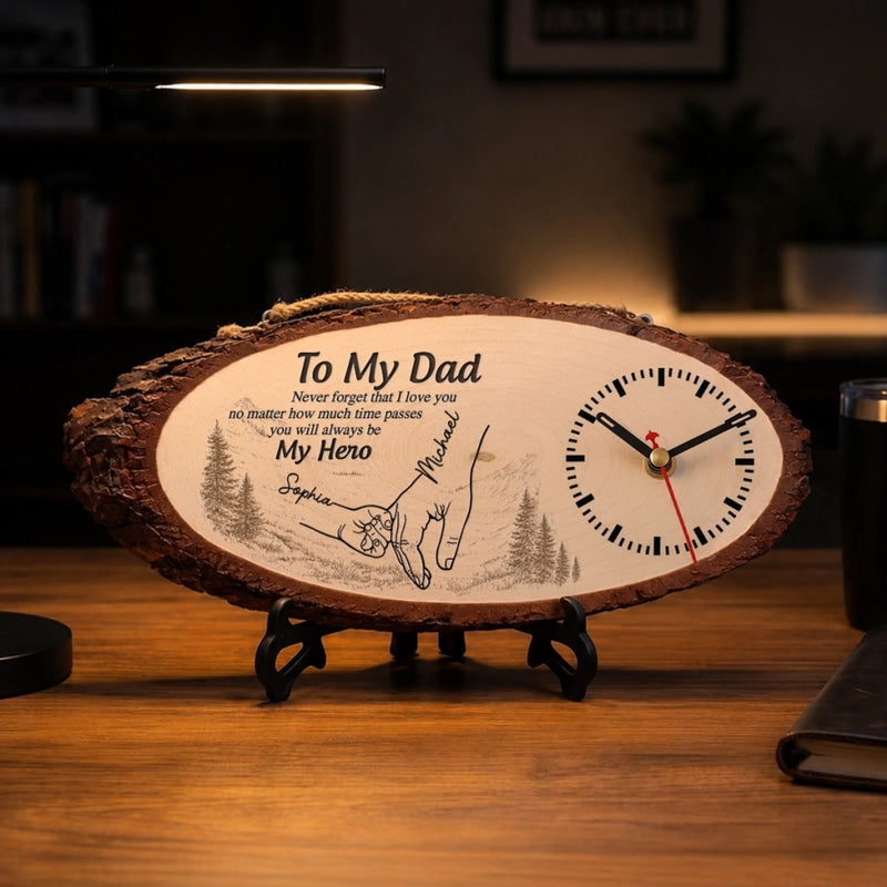 Custom Wooden Clock - Personalized Father's Day Birthday Gifts For Dad, Grandpa - Dad Always Knows The Way