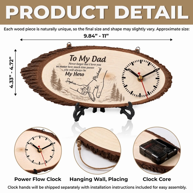 Custom Wooden Clock - Personalized Father's Day Birthday Gifts For Dad, Grandpa - Dad Always Knows The Way