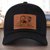 Custom Photo Leather Patch Hat - Personalized Father's Day Birthday Gifts For Dad, Grandpa - Real Men Raise Families