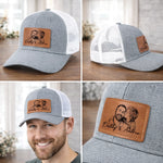 Custom Photo Leather Patch Hat - Personalized Father's Day Birthday Gifts For Dad, Grandpa - Real Men Raise Families