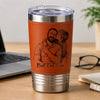 Custom Photo Printed Leather Tumbler - Personalized Father's Day Birthday Gifts For Dad, Grandpa - Faith Family Fatherhood