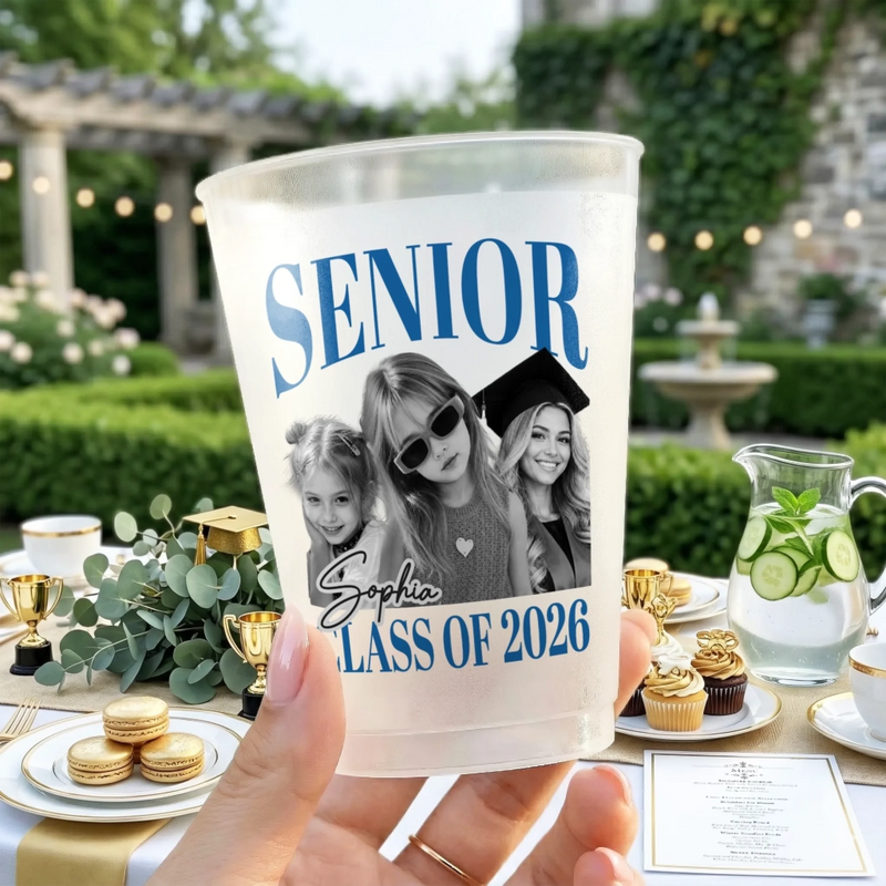 Custom Photo Graduation Cups - Personalized Graduation Gifts For Him, Her - Too Glam To Graduate Quietly