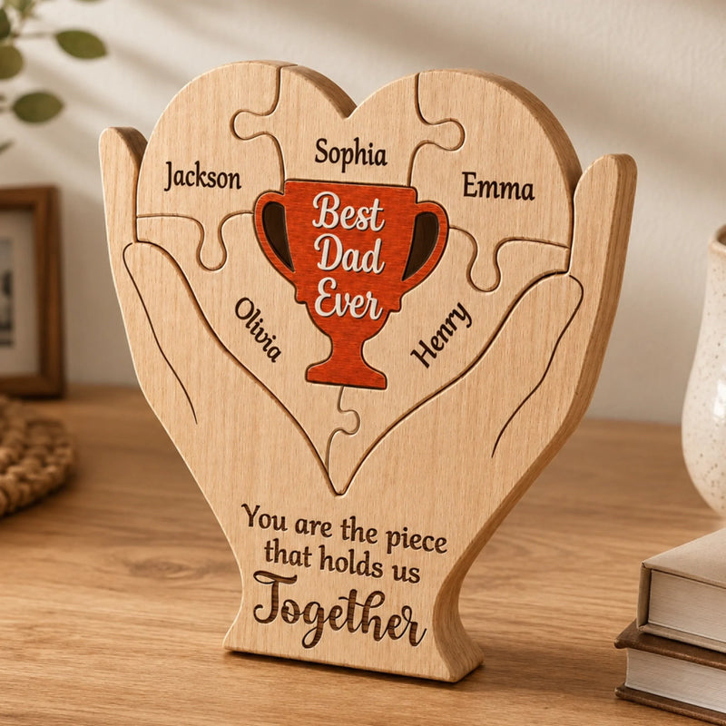 Custom Shaped Wooden Art Puzzle - Personalized Father's Day Birthday Gifts For Dad, Grandpa - A Father’s Love Never Gets Old