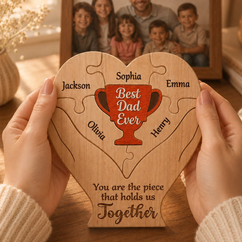 Custom Shaped Wooden Art Puzzle - Personalized Father's Day Birthday Gifts For Dad, Grandpa - A Father’s Love Never Gets Old