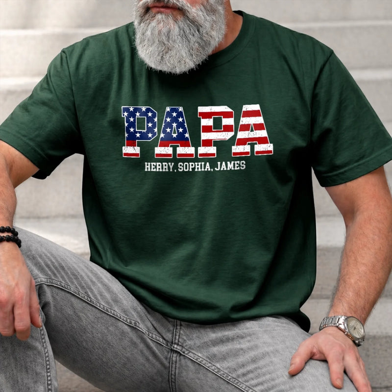 Custom T-shirt - Personalized America 250th Anniversary Gifts For Dad, Grandpa - Raised American Proud