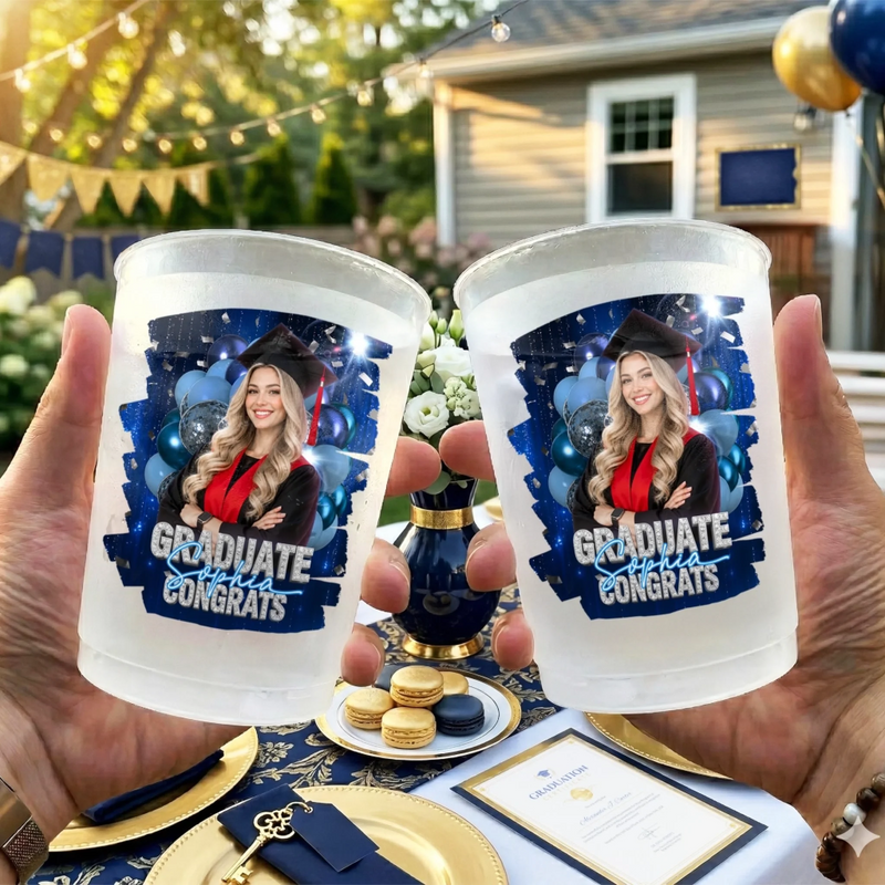 Custom Photo Graduation Cups - Personalized Graduation Gifts For Him, Her - A Toast To The Next Chapter