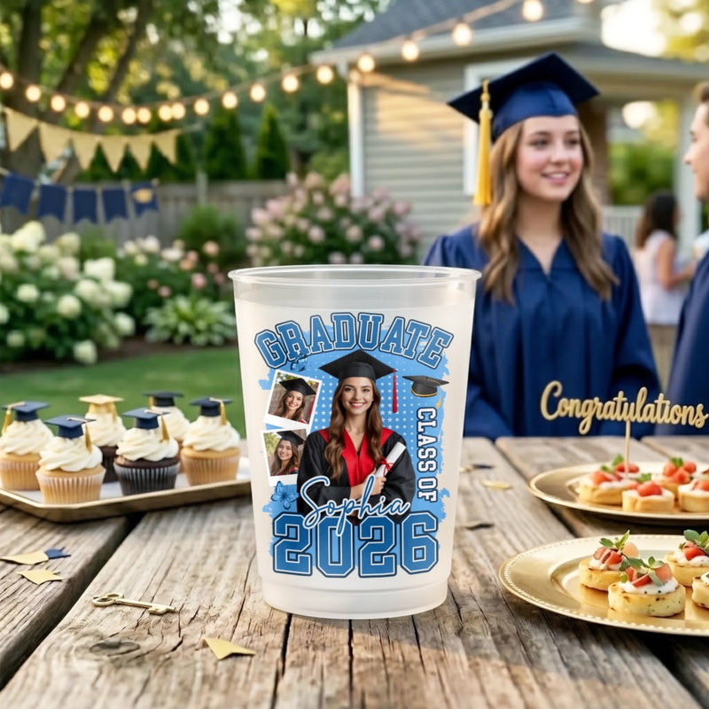Custom Photo Graduation Cups - Personalized Graduation Gifts For Him, Her - Grad Party MVP Right Here