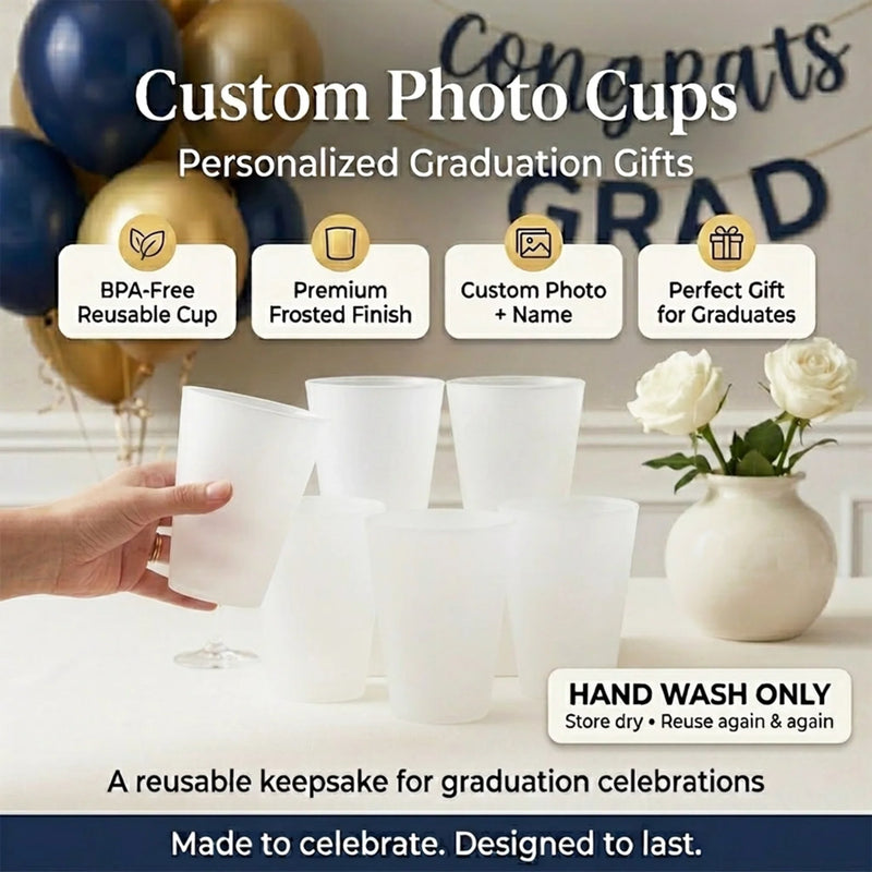 Custom Photo Graduation Cups - Personalized Graduation Gifts For Him, Her - Senior Mode With Extra Swag