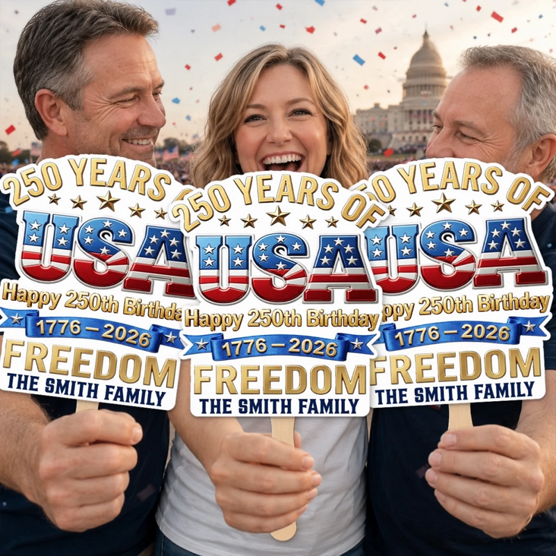 Custom Hand Fan - Personalized America 250th Anniversary Gifts For Mom, Dad, Brother, Sister, Kids - Celebrating Freedom Coast To Coast