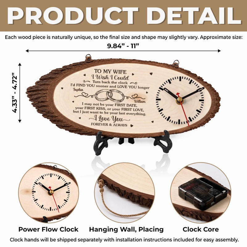 Custom Rustic Wooden Clock - Personalized Anniversary Wedding Gifts For Husband And Wife, Him And Her - A Love Note That Never Fades