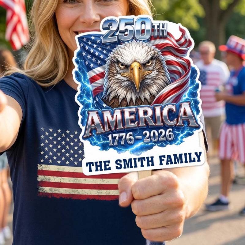 Custom Hand Fan - Personalized America 250th Anniversary Gifts For Mom, Dad, Brother, Sister, Kids - Future Bright Like Fireworks