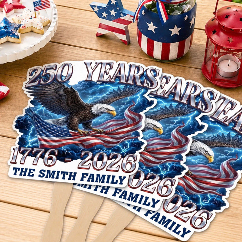 Custom Hand Fan - Personalized America 250th Anniversary Gifts For Mom, Dad, Brother, Sister, Kids - Future Bright Like Fireworks