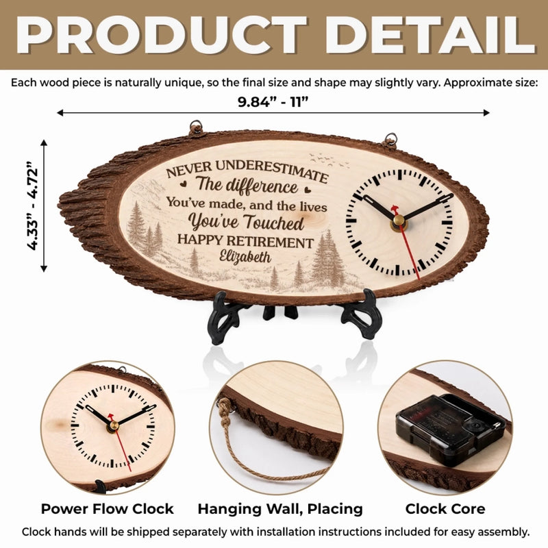 Custom Rustic Wooden Clock - Personalized Retirement Gifts For Women, Men - Your Next Chapter Starts Beautifully