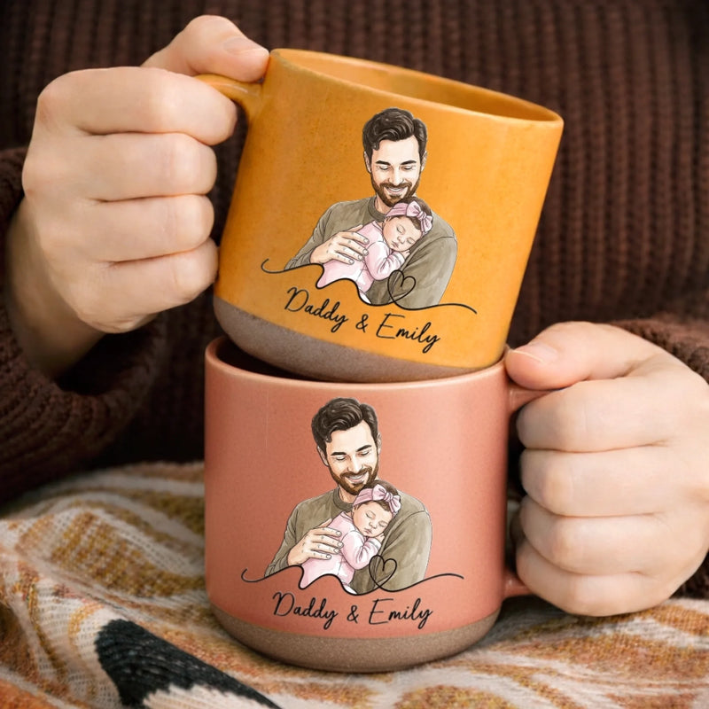 Custom Photo Printed Pottery Mug - Personalized Father's Day, Baby Shower, Gender Reveal Gifts For New Moms, New Dads, New Parents - Baby Coming Love Growing