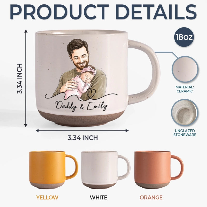 Custom Photo Printed Pottery Mug - Personalized Father's Day, Baby Shower, Gender Reveal Gifts For New Moms, New Dads, New Parents - Baby Coming Love Growing