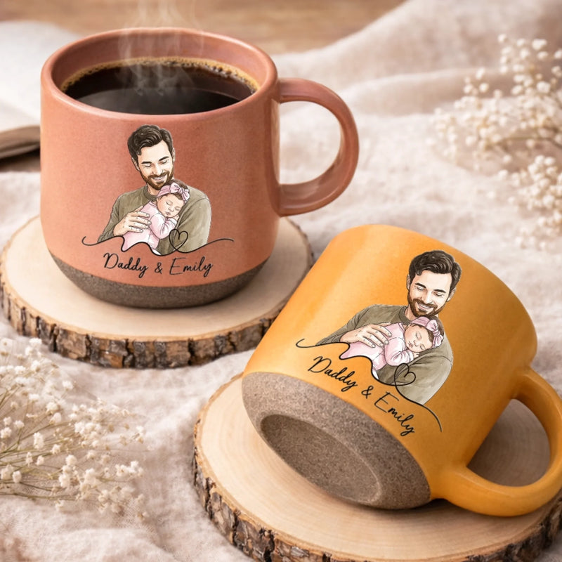 Custom Photo Printed Pottery Mug - Personalized Father's Day, Baby Shower, Gender Reveal Gifts For New Moms, New Dads, New Parents - Baby Coming Love Growing