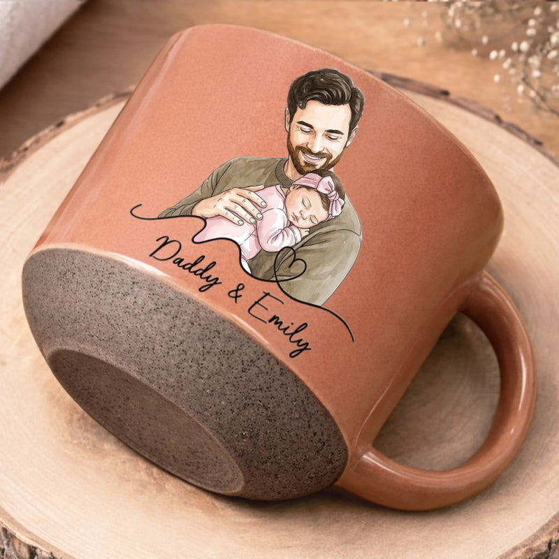 Custom Photo Printed Pottery Mug - Personalized Father's Day, Baby Shower, Gender Reveal Gifts For New Moms, New Dads, New Parents - Baby Coming Love Growing