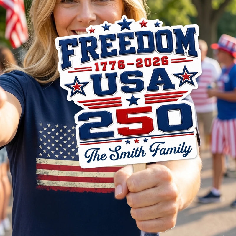 Custom Hand Fan - Personalized America 250th Anniversary Gifts For Mom, Dad, Brother, Sister, Kids - Happy 250th Birthday