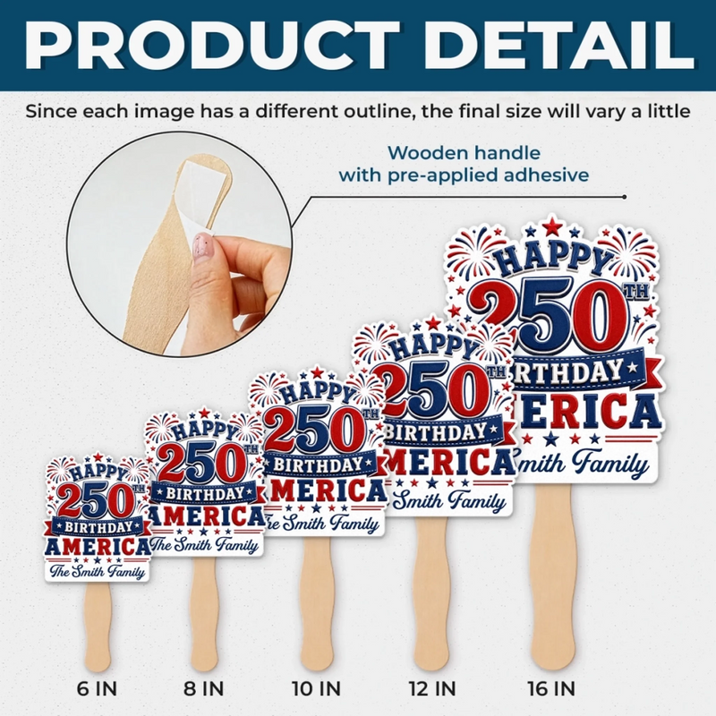 Custom Hand Fan - Personalized America 250th Anniversary Gifts For Mom, Dad, Brother, Sister, Kids - Happy 250th Birthday