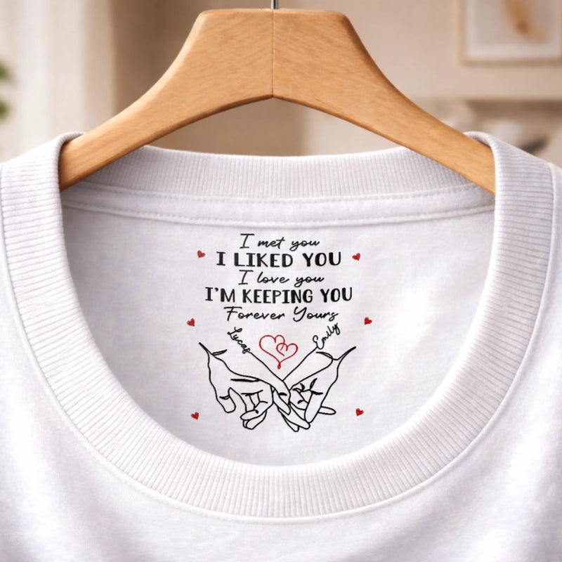 Custom Inside Neck Print T-Shirt - Personalized Anniversary Wedding Gifts For Husband And Wife, Him And Her - For The Wife Who Means Everything