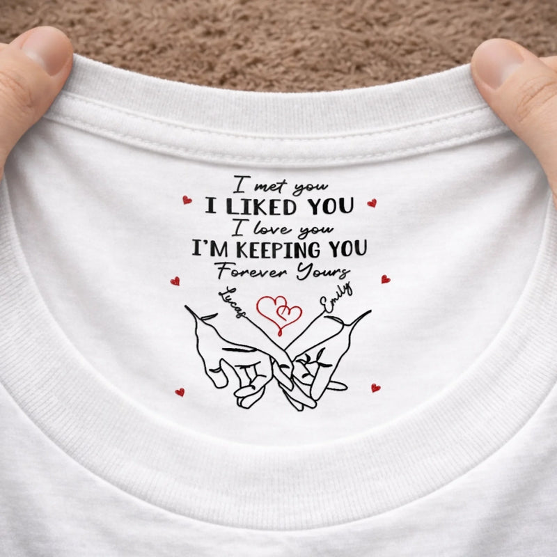 Custom Inside Neck Print T-Shirt - Personalized Anniversary Wedding Gifts For Husband And Wife, Him And Her - For The Wife Who Means Everything