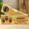 Custom Wooden Bottle Opener With Built-in Spirit Level - Personalized Father's Day Birthday Gifts For Dad, Grandpa - Dad’s Love Leads The Way