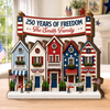 Custom Thick Wooden Plaque - Personalized America 250th Anniversary Gifts For Mom, Dad, Brother, Sister, Kids - Stars, Stripes And Family Roots