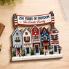 Custom Thick Wooden Plaque - Personalized America 250th Anniversary Gifts For Mom, Dad, Brother, Sister, Kids - Stars, Stripes And Family Roots