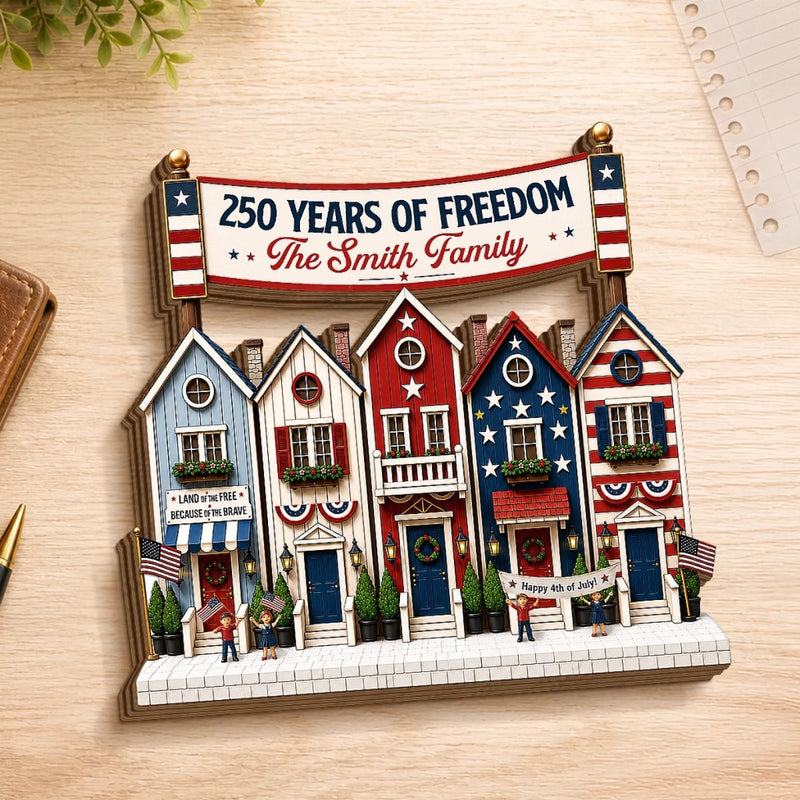 Custom Thick Wooden Plaque - Personalized America 250th Anniversary Gifts For Mom, Dad, Brother, Sister, Kids - Stars, Stripes And Family Roots